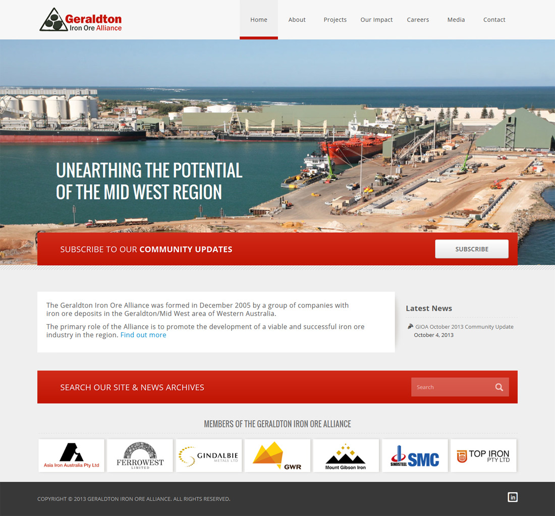 Geraldton Iron Ore Alliance web design