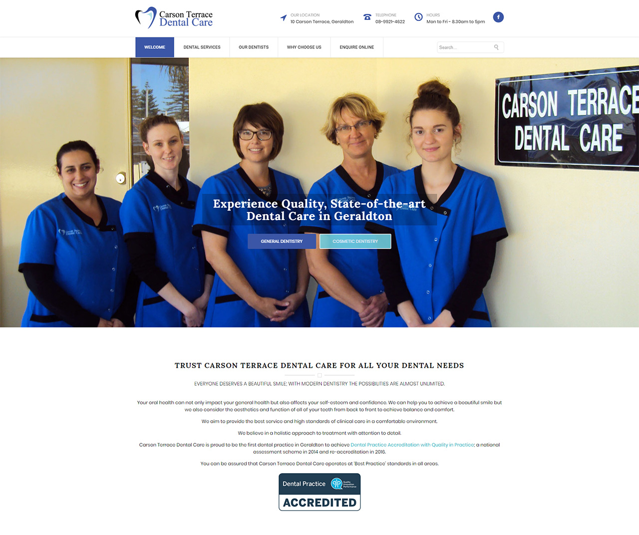 Carson Terrace Dental Care Home Page Design